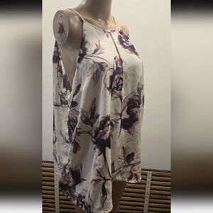 Kismet Cream Halter Camisole with Purple Floral Print - LARGE